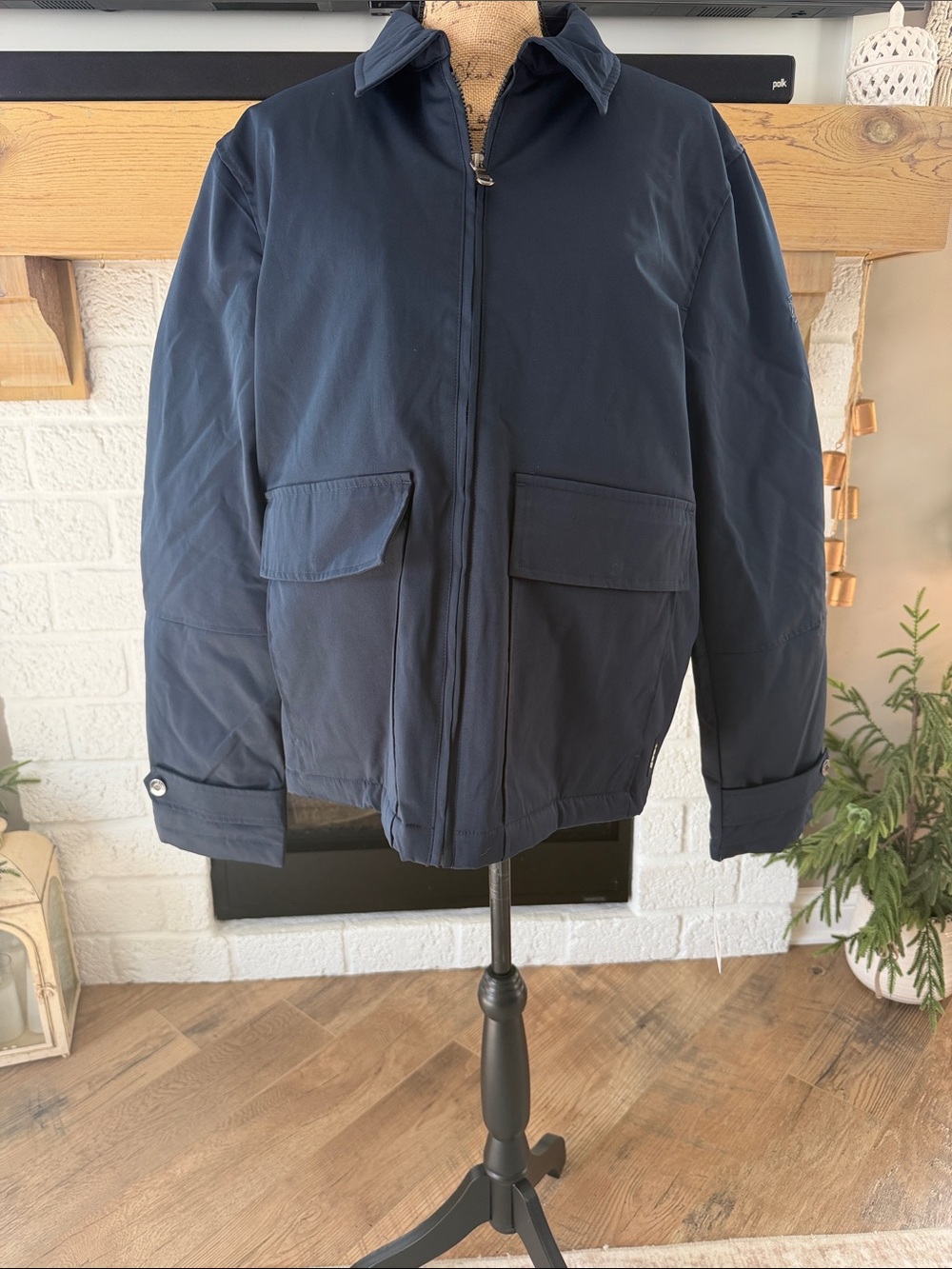 Izod Navy Military-Style Zip Jacket